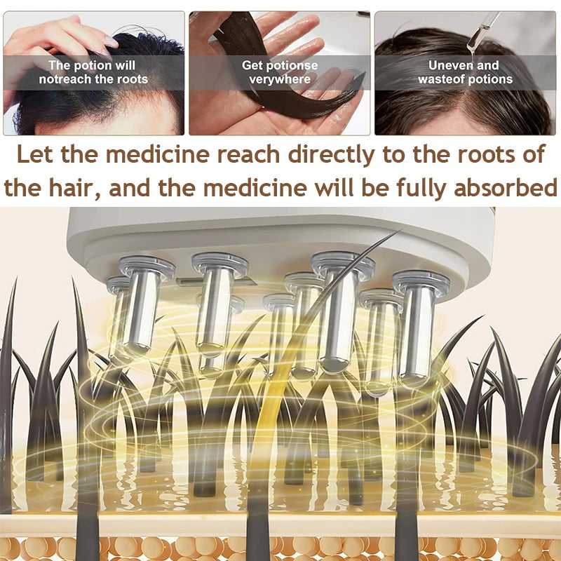 Microcurrent Head Scalp Massager Oil Applicator Comb Red Light Therapy Vibration Massage Liquid anti Hair Loss Comb Medicine